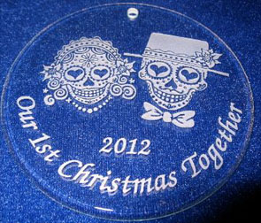 Personalized Engraved Sugar Skull Bride and Groom christmas ornament